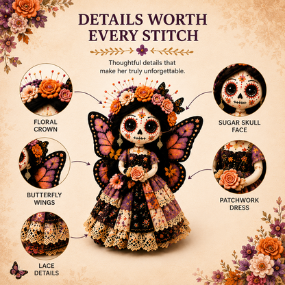 DIY Day of the Dead Butterfly Skull Doll Sewing Kit – Complete Craft Set