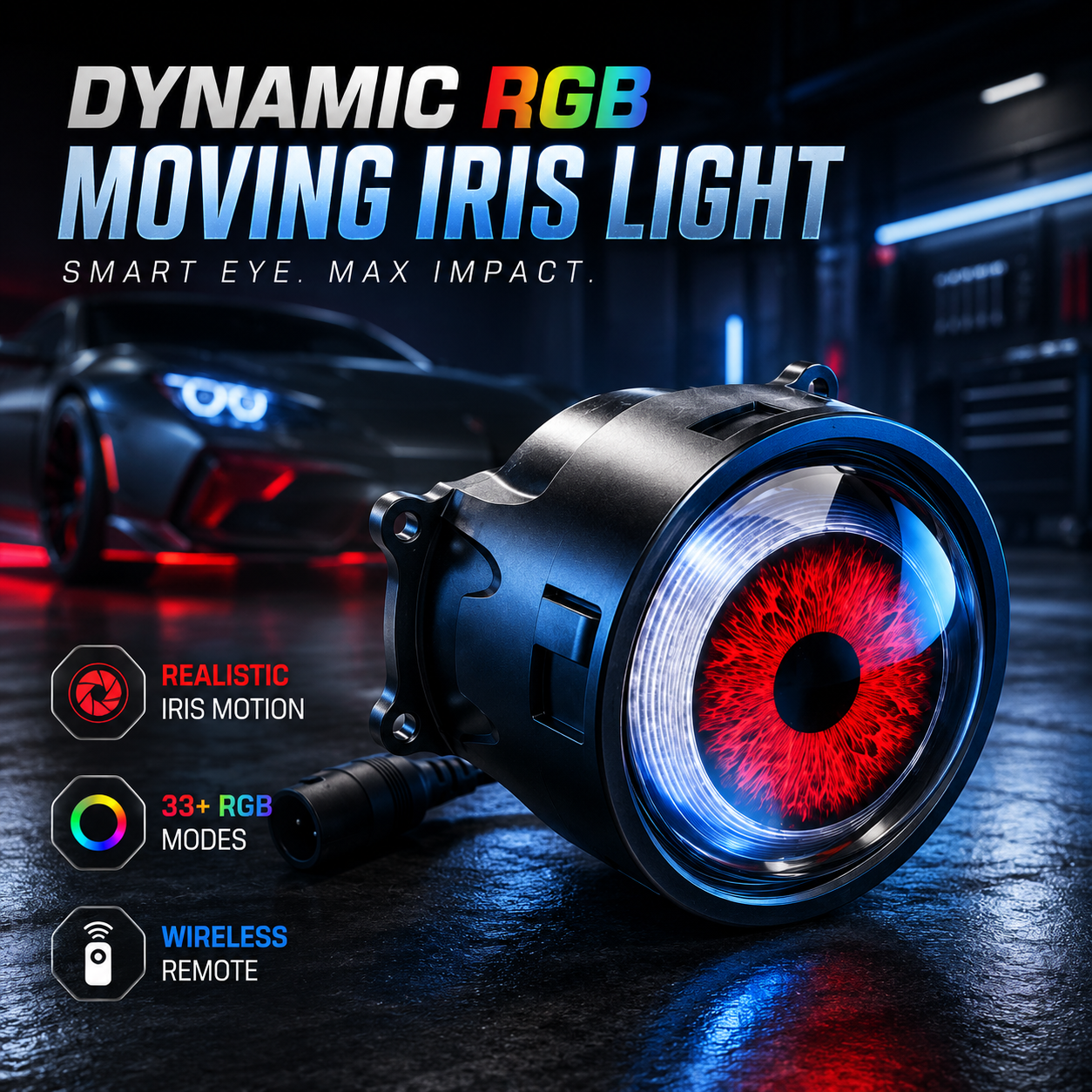Demon Eye RGB LED Headlight Kit with 33+ Color Modes