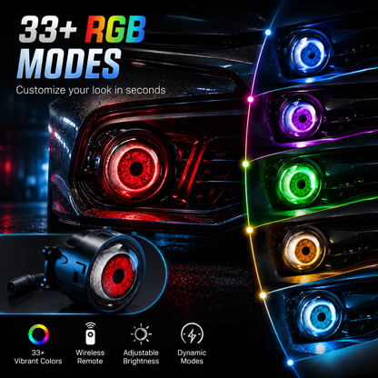 Demon Eye RGB LED Headlight Kit with 33+ Color Modes