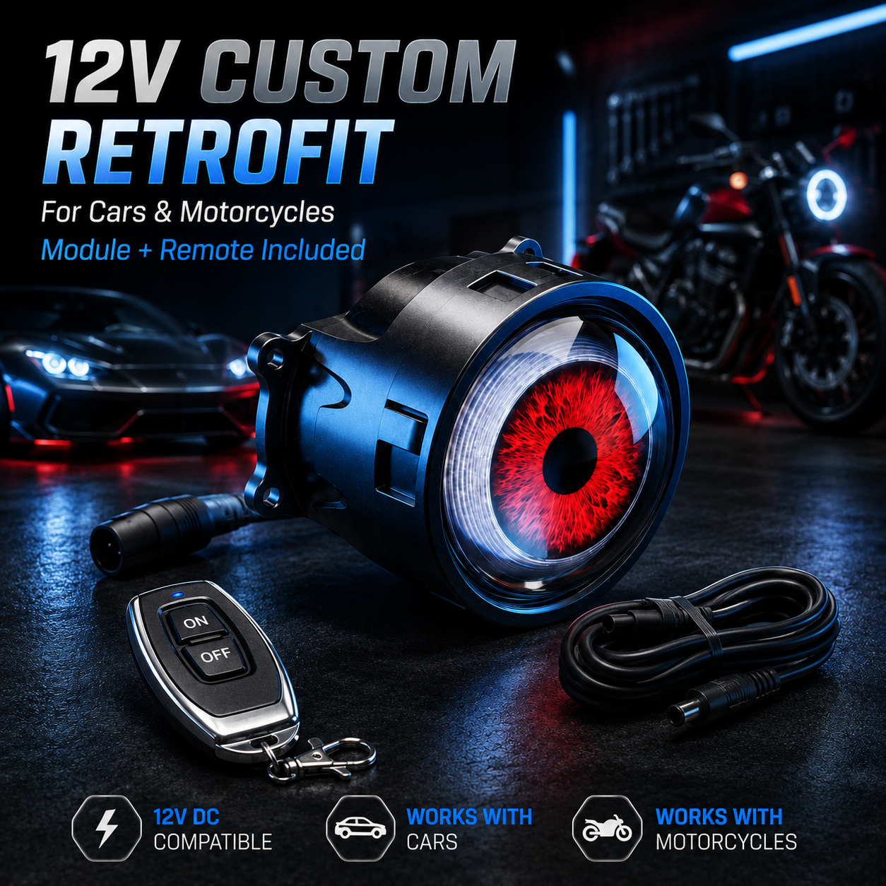 Demon Eye RGB LED Headlight Kit with 33+ Color Modes
