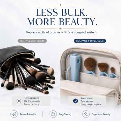 4-in-1 Portable Makeup Brush Set with Interchangeable Heads