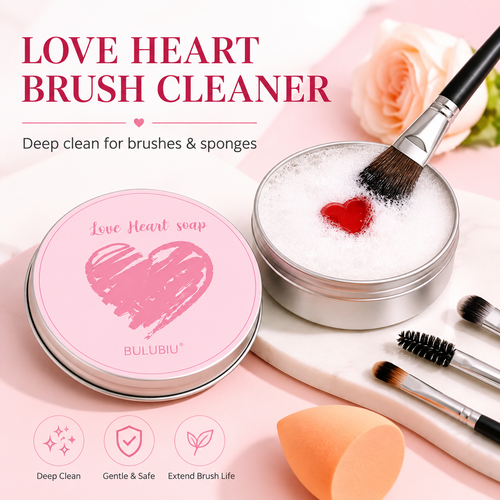 Heart-shaped makeup brush cleaning soap