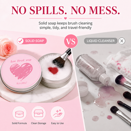 Heart-shaped makeup brush cleaning soap