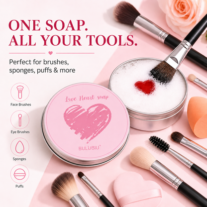 Heart-shaped makeup brush cleaning soap