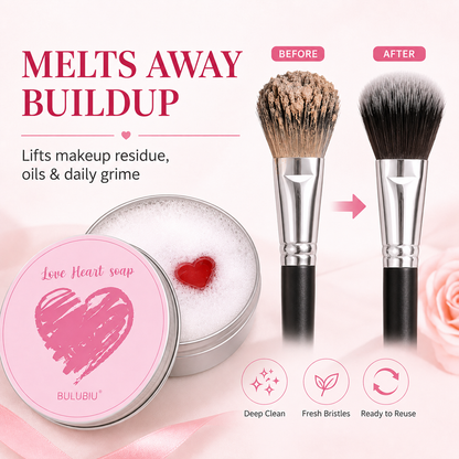 Heart-shaped makeup brush cleaning soap