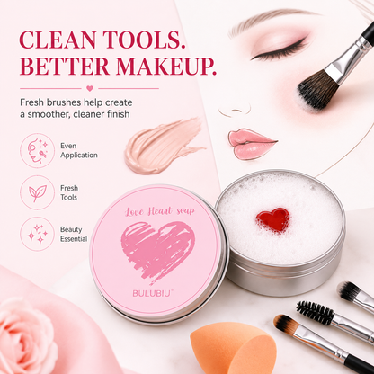 Heart-shaped makeup brush cleaning soap