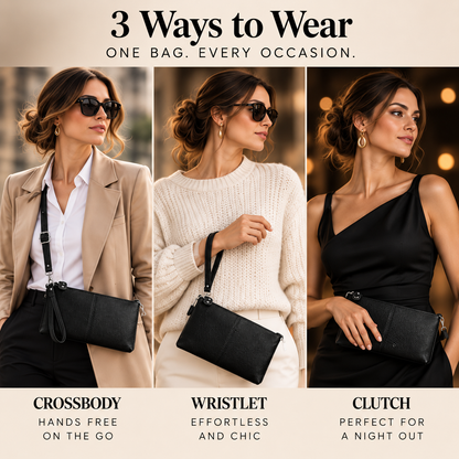 👜Women's 3-in-1 Authentic Leather Wristlet - RFID Blocking👜