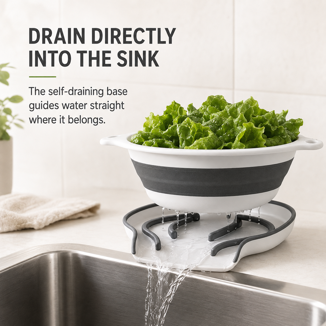 4-Piece Foldable Water Filter Set – With Sink and Automatic Drainage Base
