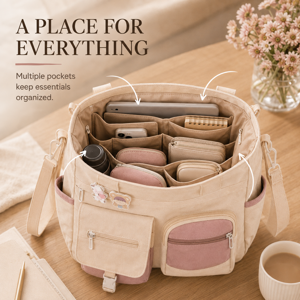Women's Multi-Pocket Canvas Crossbody Shoulder Bag