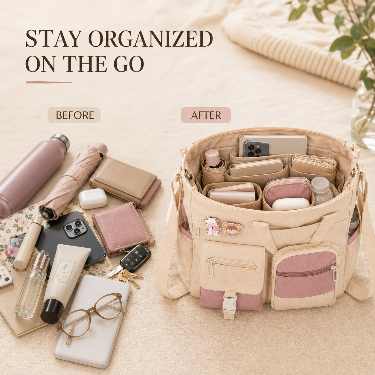 Women's Multi-Pocket Canvas Crossbody Shoulder Bag