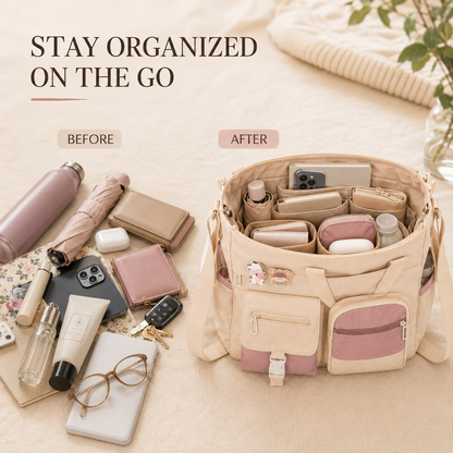 Women's Multi-Pocket Canvas Crossbody Shoulder Bag
