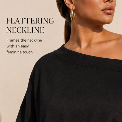 Women's Off-Shoulder Loose-Fitting Sweatshirt – Soft and Comfortable, Slim Fit