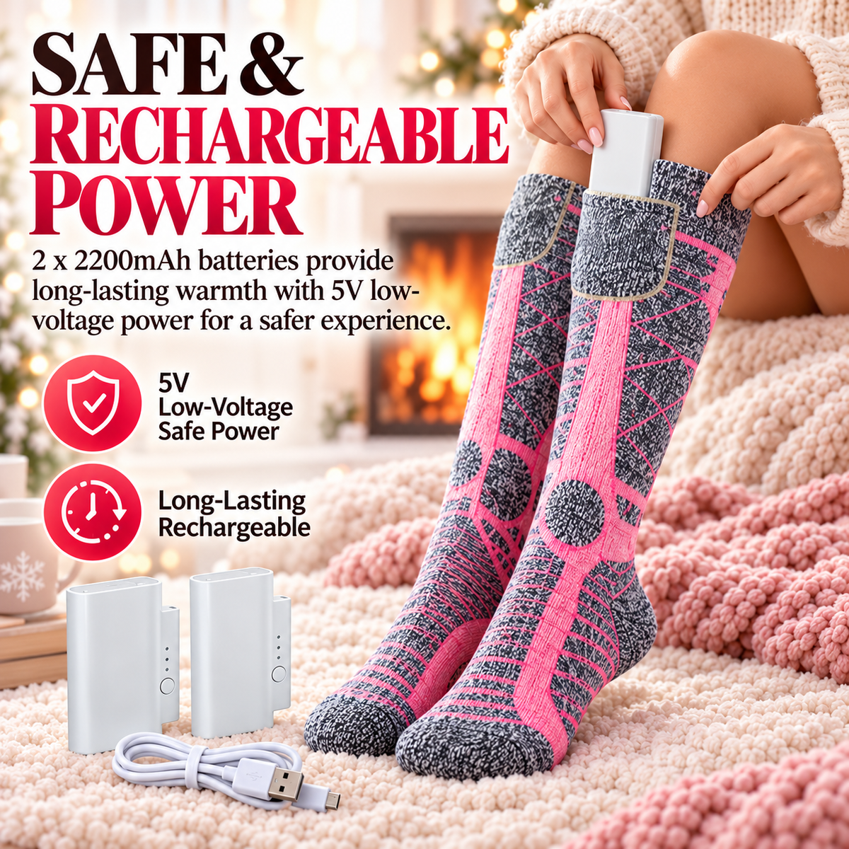 🔥Winter Heated Socks with 3 Heat Settings & Rechargeable Batteries🔥