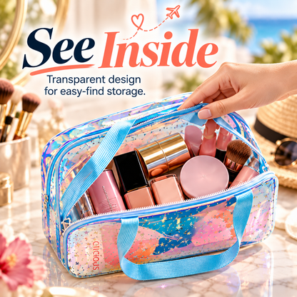 👜Holographic Star Toiletry Bag – Large Capacity Cosmetic Organizer👜