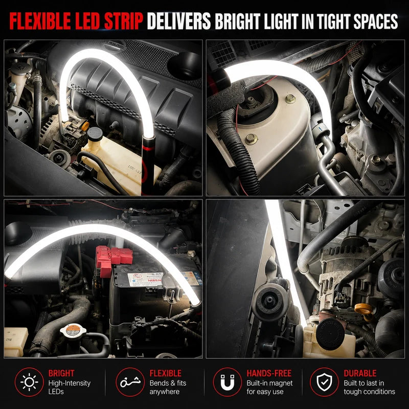 Bendable LED Flashlight Stick – 27" Flexible LED Work Light, High Lumen Magnetic Inspection Light