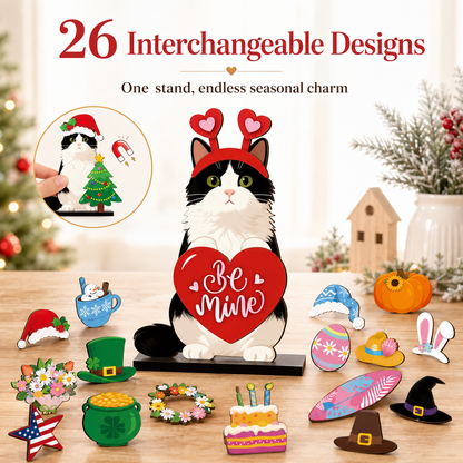 Cute animal wooden signs with multiple magnetic holiday accessories