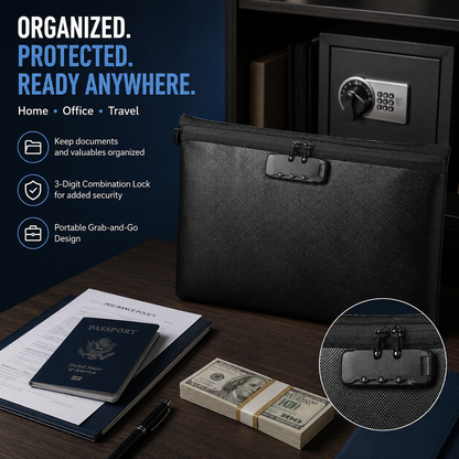 ⚡Hot Sale | Fireproof Document Bag with Lock & Zip