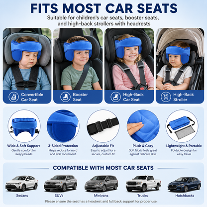 Child car seat headrest sleep support belt