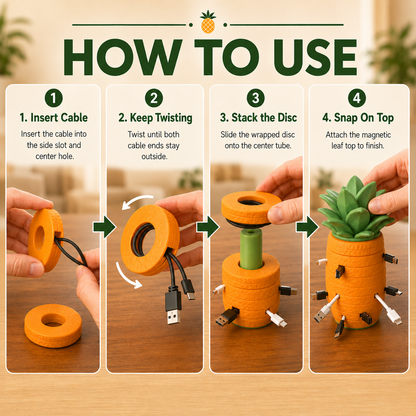 Pine tree-shaped charging cable organizer – creating a tidy desktop