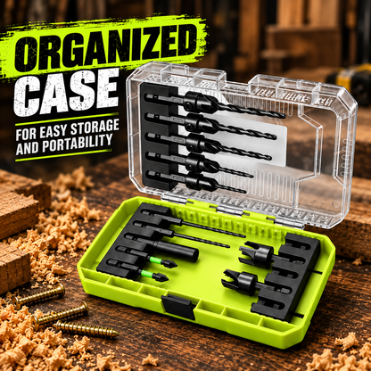 15 PCS Adjustable Countersink Drill Bit Set, Storage Case for Woodworking Toolupgrade