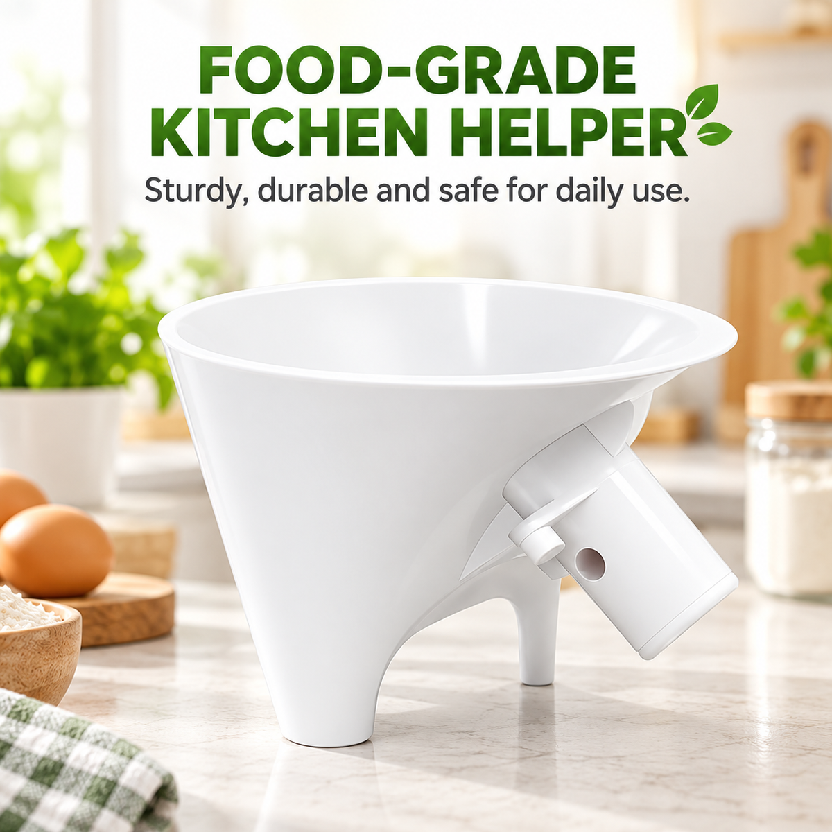Tilting Mixer Flour Funnel - Suitable for Both Dry and Wet Ingredients.