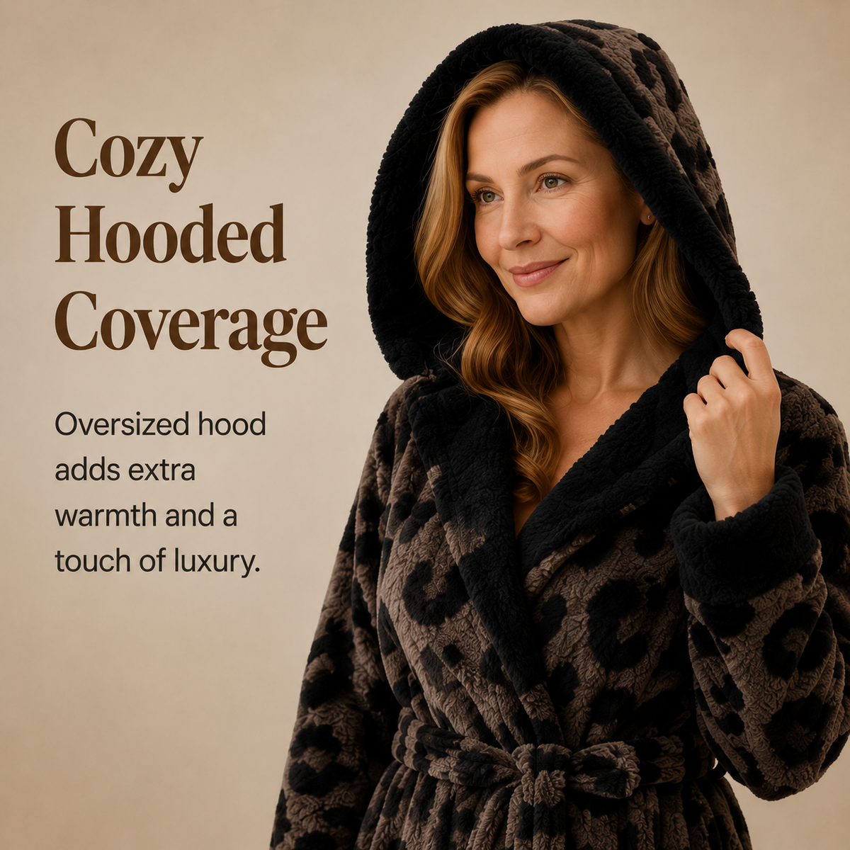 Bamafrontierman™ Hooded Long Leopard Print Bathrobe - Thickened Flannel Fabric