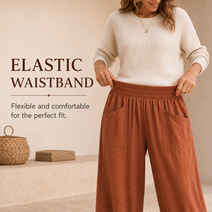 New Women's Casual Elastic Waist Belt Wide-Leg Harem Pants