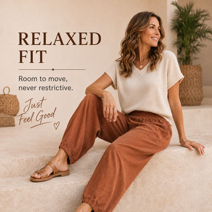 New Women's Casual Elastic Waist Belt Wide-Leg Harem Pants