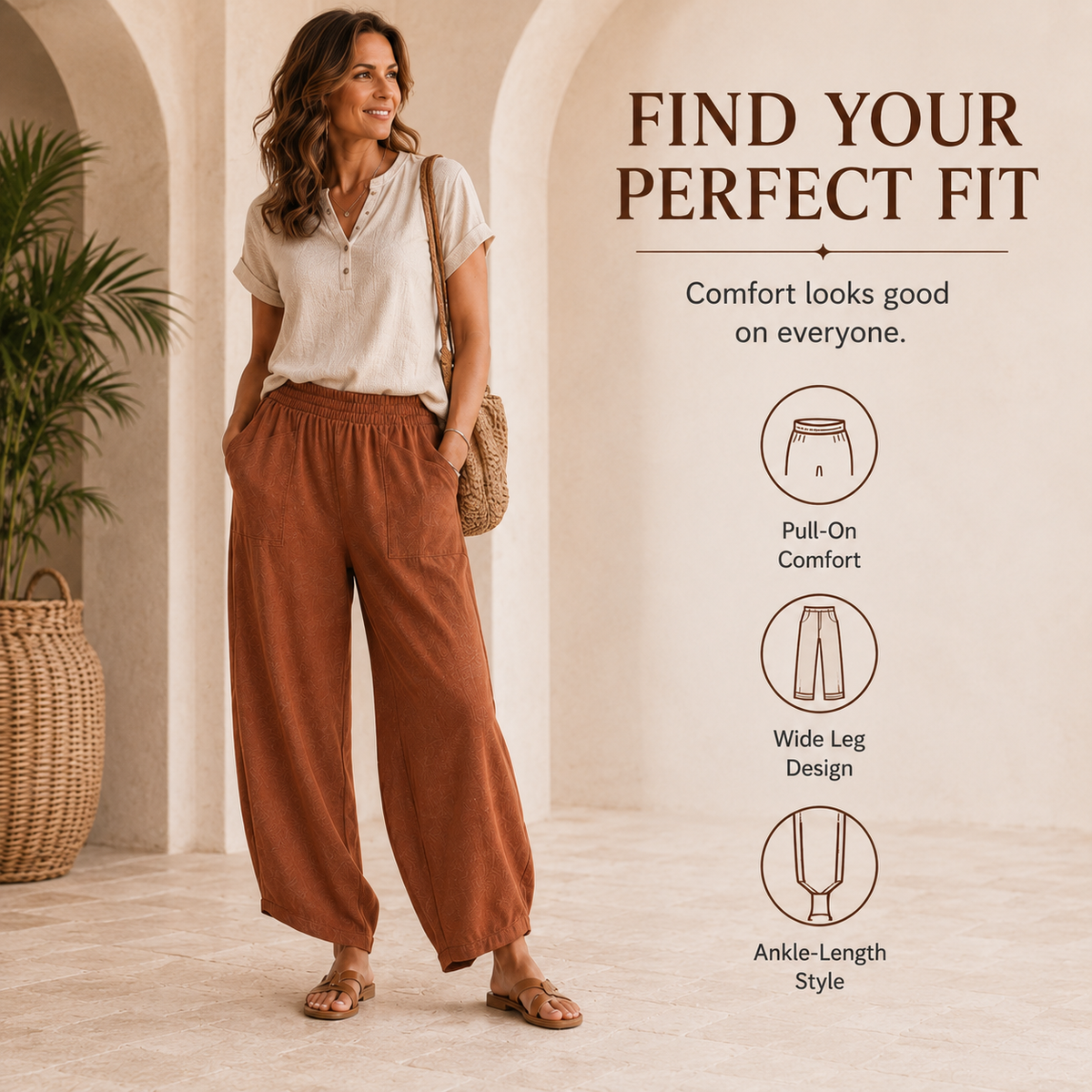 New Women's Casual Elastic Waist Belt Wide-Leg Harem Pants