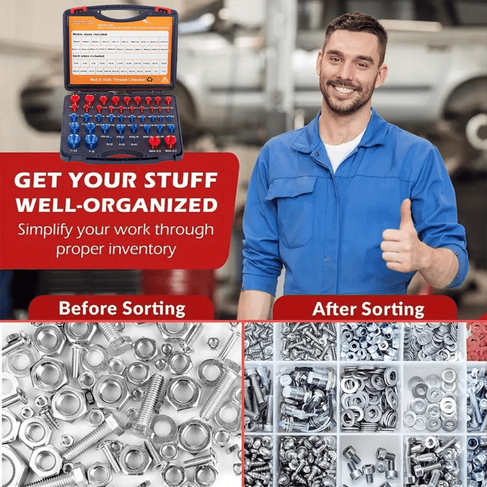 🔥Limited-time discount of 50%🔥44Pcs Alloy Nut and Bolt Thread Inspector Charge🔩