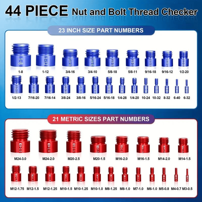 🔥Limited-time discount of 50%🔥44Pcs Alloy Nut and Bolt Thread Inspector Charge🔩