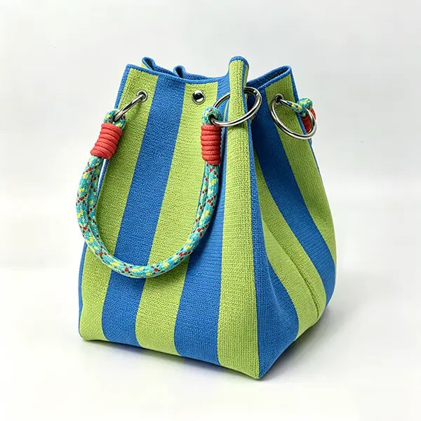 Boho Woven Bucket Bag – Lightweight Crochet Shoulder Bag