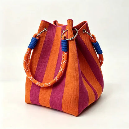 Boho Woven Bucket Bag – Lightweight Crochet Shoulder Bag