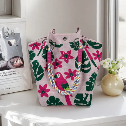 Boho Woven Bucket Bag – Lightweight Crochet Shoulder Bag