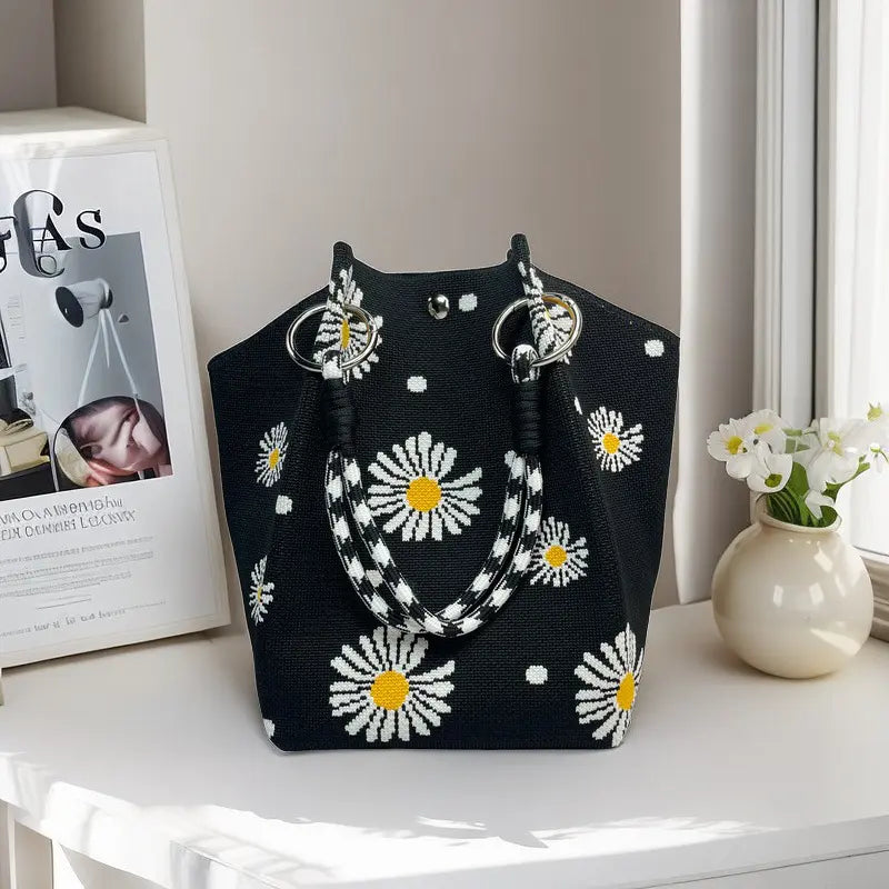 Boho Woven Bucket Bag – Lightweight Crochet Shoulder Bag