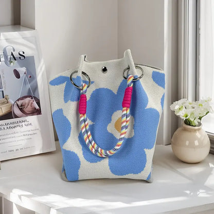 Boho Woven Bucket Bag – Lightweight Crochet Shoulder Bag
