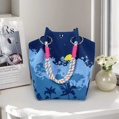 Boho Woven Bucket Bag – Lightweight Crochet Shoulder Bag