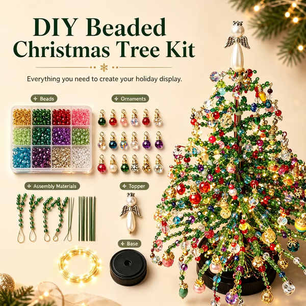 🎄DIY Beaded Christmas Tree Kit – Create Your Own Sparkling Holiday Decoration🎄