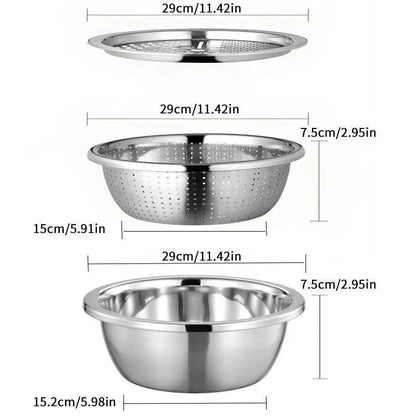 👑Kitchen Trend🔥3-in-1 Stainless Steel Strainer Set