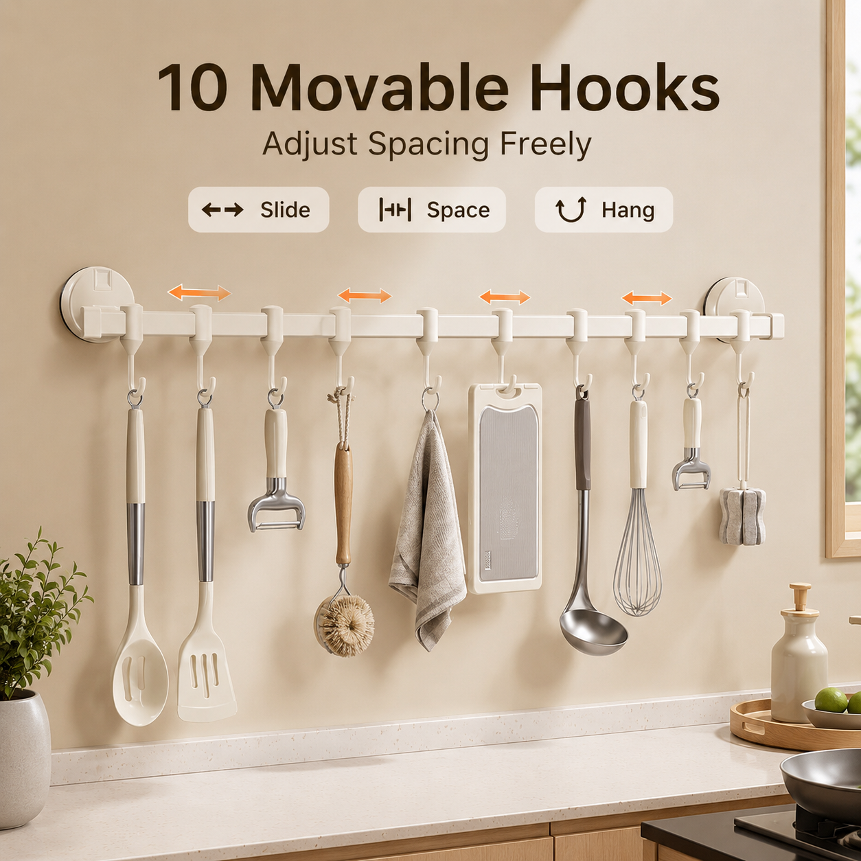 🔥 Hot Sale | Suction Cup Kitchen Hanging Rack with Hooks