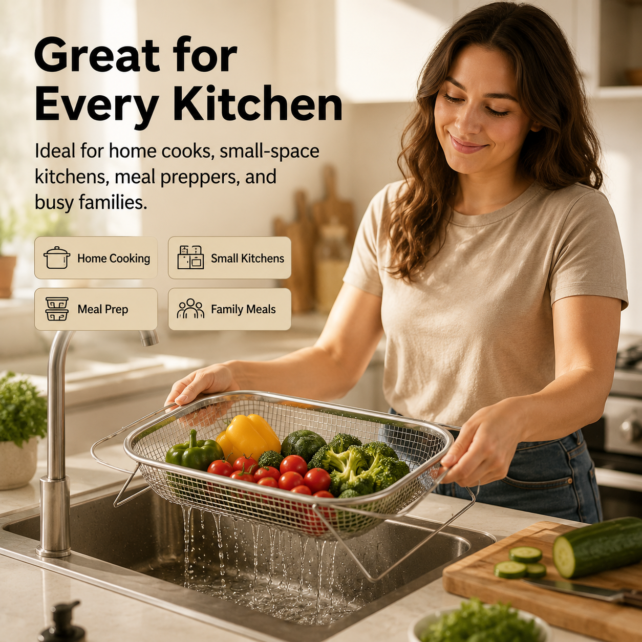 🍝 Expandable Over-the-Sink Fine Mesh Colande
