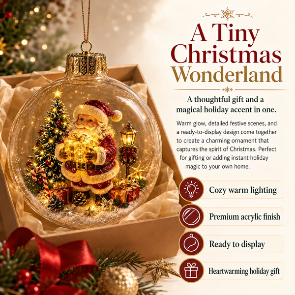 Light-up Christmas 3D Model Decorations - Miniature Winter World in Your Palm