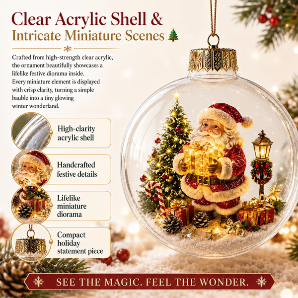 Light-up Christmas 3D Model Decorations - Miniature Winter World in Your Palm