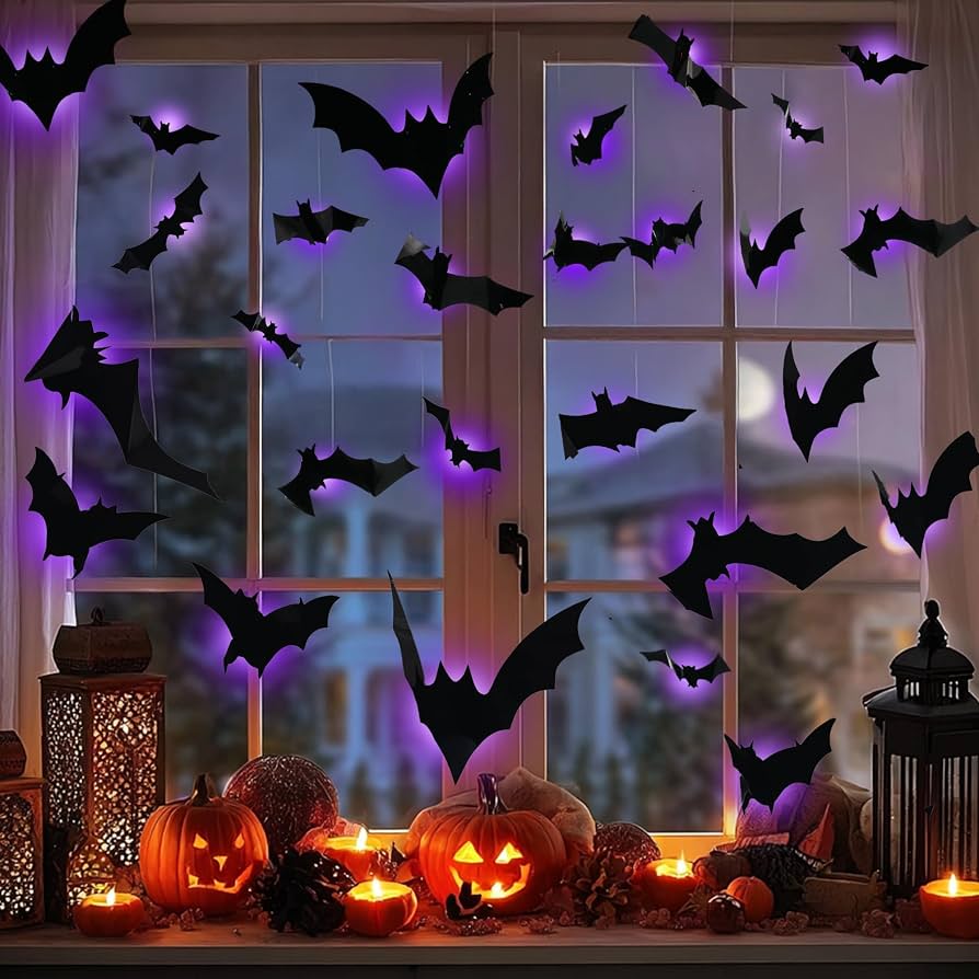 3D Light-Up LED Flying Bats Wall Decor