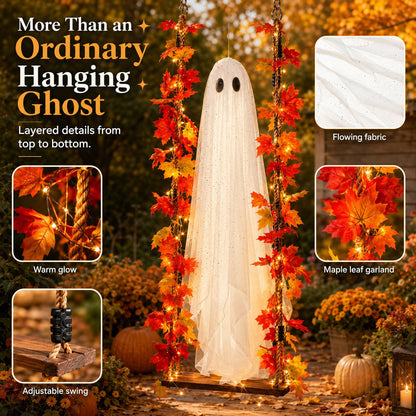 👻Light-Up Maple Ghost Swing Halloween Decoration🍁