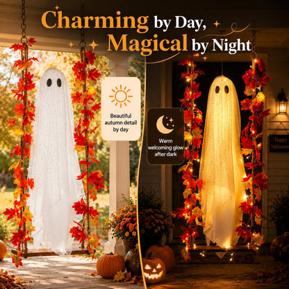 👻Light-Up Maple Ghost Swing Halloween Decoration🍁