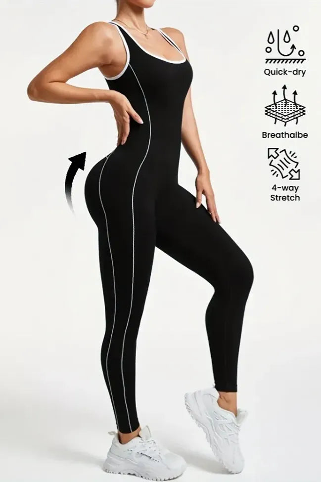 Seamless Criss-Cross Back Workout Jumpsuit – Second-Skin Sculpting Activewear with Hip-Lifting Fit