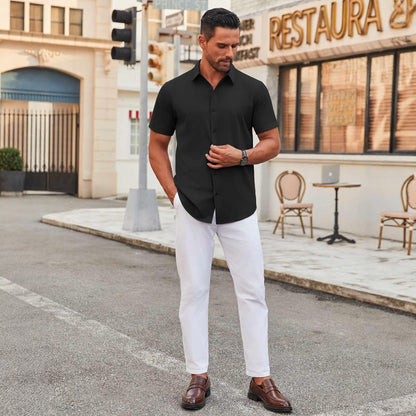 Men's 4-Way Ultra-Stretch Short Sleeve Dress Shirt
