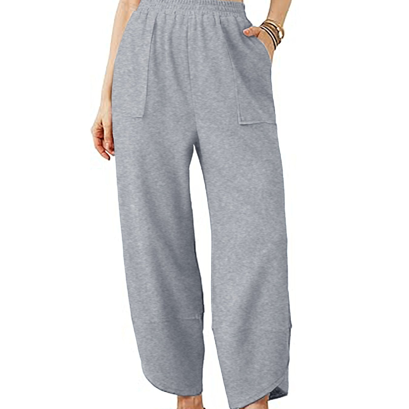 Women’s High-Waist Smocked Harem Pants – Lightweight Relaxed Fit with Pockets