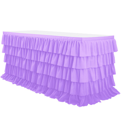 Slip-On Ruffle Table Skirt – No Clips, No Pins, No Hassle